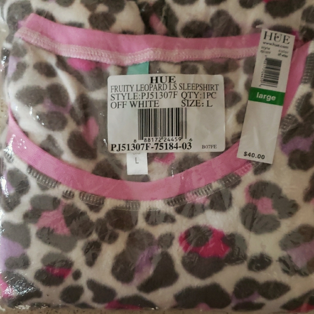 HUE FRUITY LEOPARD SLEEPSHIRT SIZE LARGE